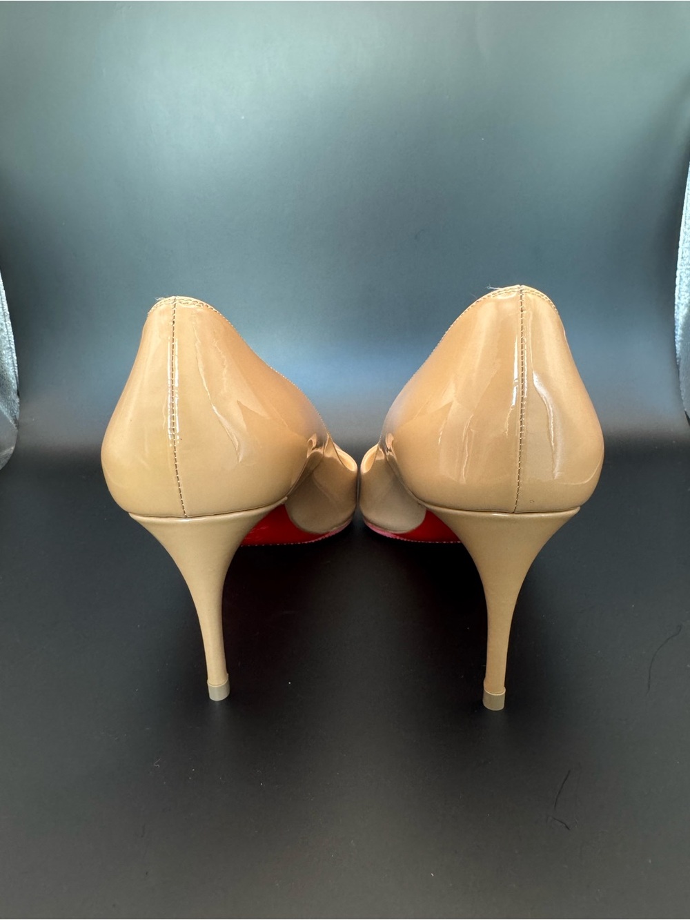 Christian Louboutin Lady Gena 85 Nude Patent Pumps Red Sole EU 38 - Picture 4 of 7